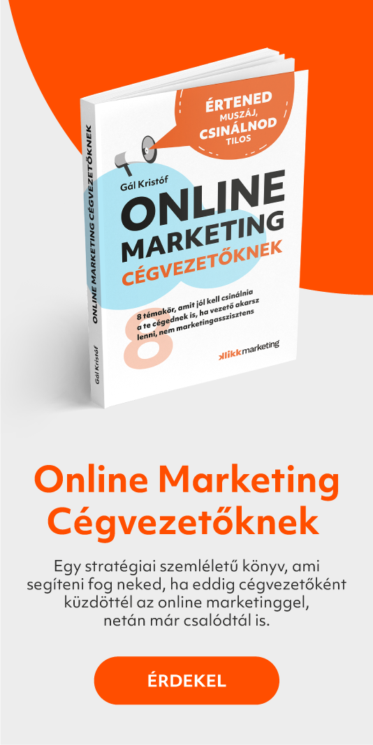Online Marketing Cégvezetőknek könyv álló banner